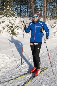 KLAR FOR VINTER: Morten Horn Eliassens første skitur denne sesongen. FOTO: Oskar Gårdsrud Paulsrud