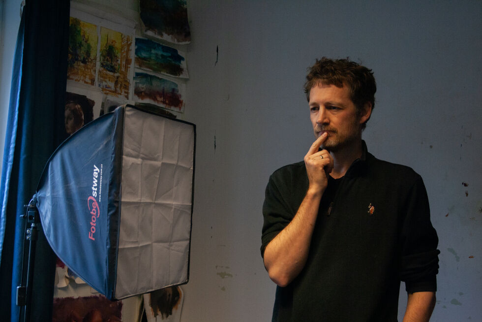 Fulltidskunstner Arne Spangereid på atelieret sitt på Odderøya