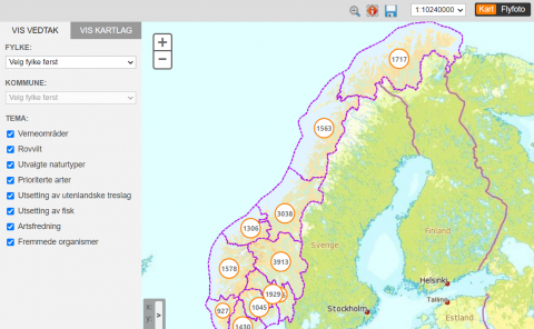 På miljøvedtakregistret kan man se blant annet hva slags dyr som kommer inn til Norge.