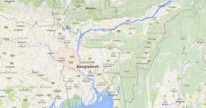 Grenser til India: Det røde området viser hvor Rajshahi ligger. Foto: Skjermdump