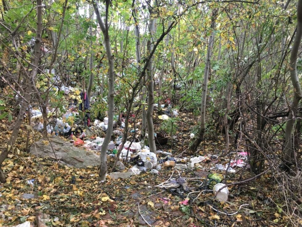 Søppelet flyter i skogområdene utenfor byene.