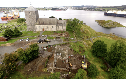 Utgraving pågår: Olavskirken på Avaldsnes. Foto: Monica Hausken