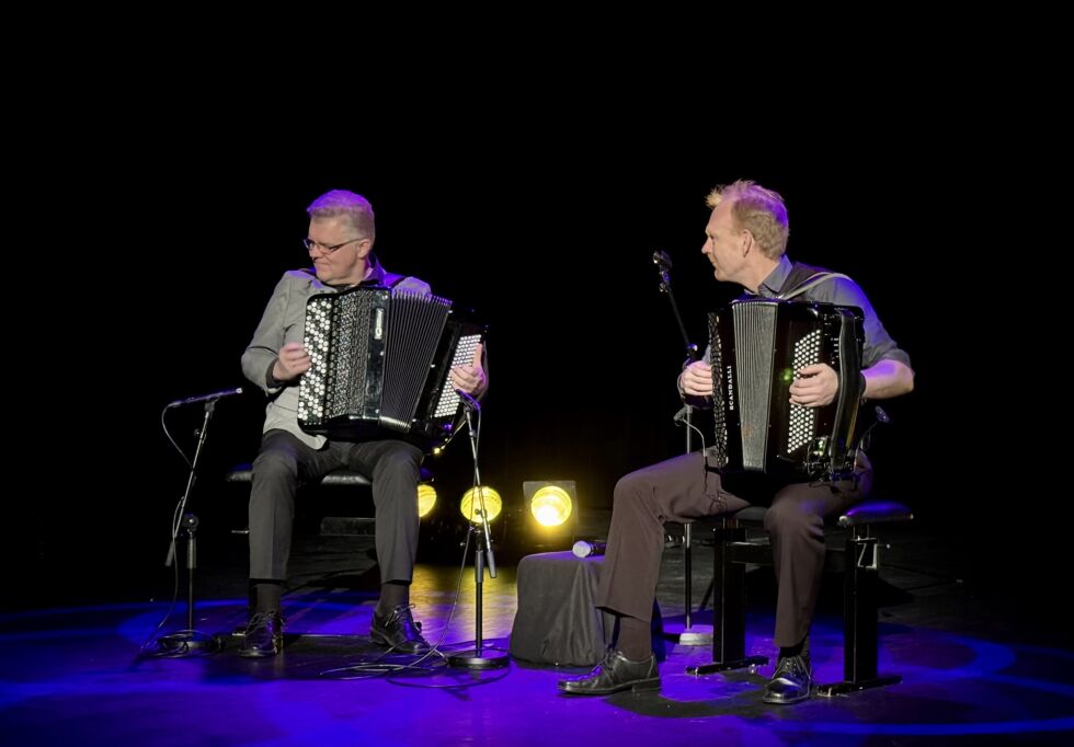 Håvard Svendsrud og Øivind Farmen har aktivt spilt trekkspill konserter sammen siden 2016.
 Foto: Nora E.B Wulff