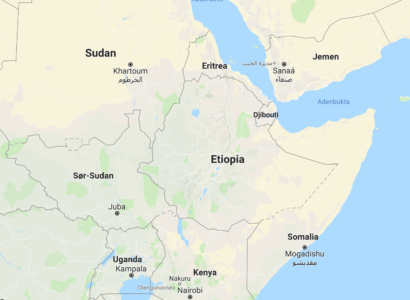 AFRIKAS HORN: Etiopia liger helt øst i denne klyngen av afrikanske land på Afrikas horn. SKJERMDUMP: Google maps