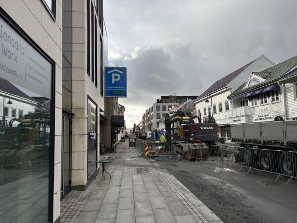 Bygningsarbeid i Kristiansand sentrum