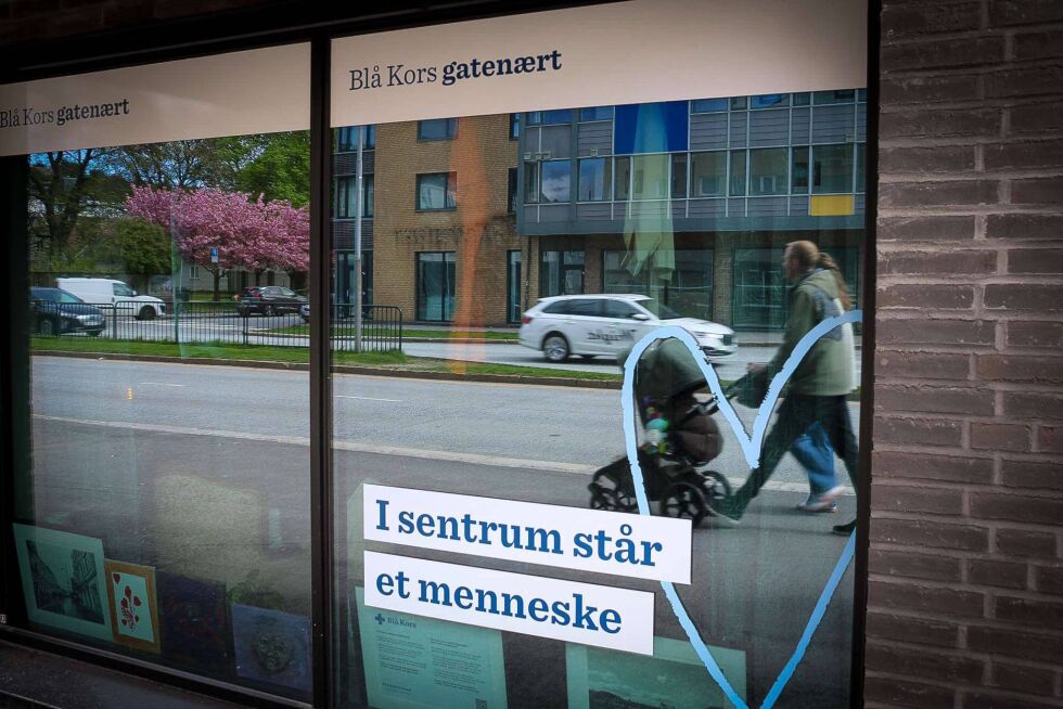 Blå kors gatenært i Kristiansand.
 Foto: Madeleine Hamn