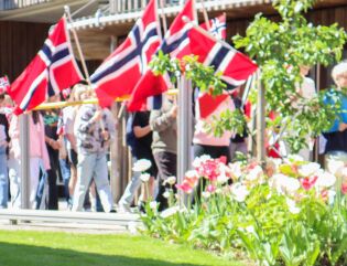 Barnetoget som gikk gjennom Strømmehaven.
 Foto: Thea Solum