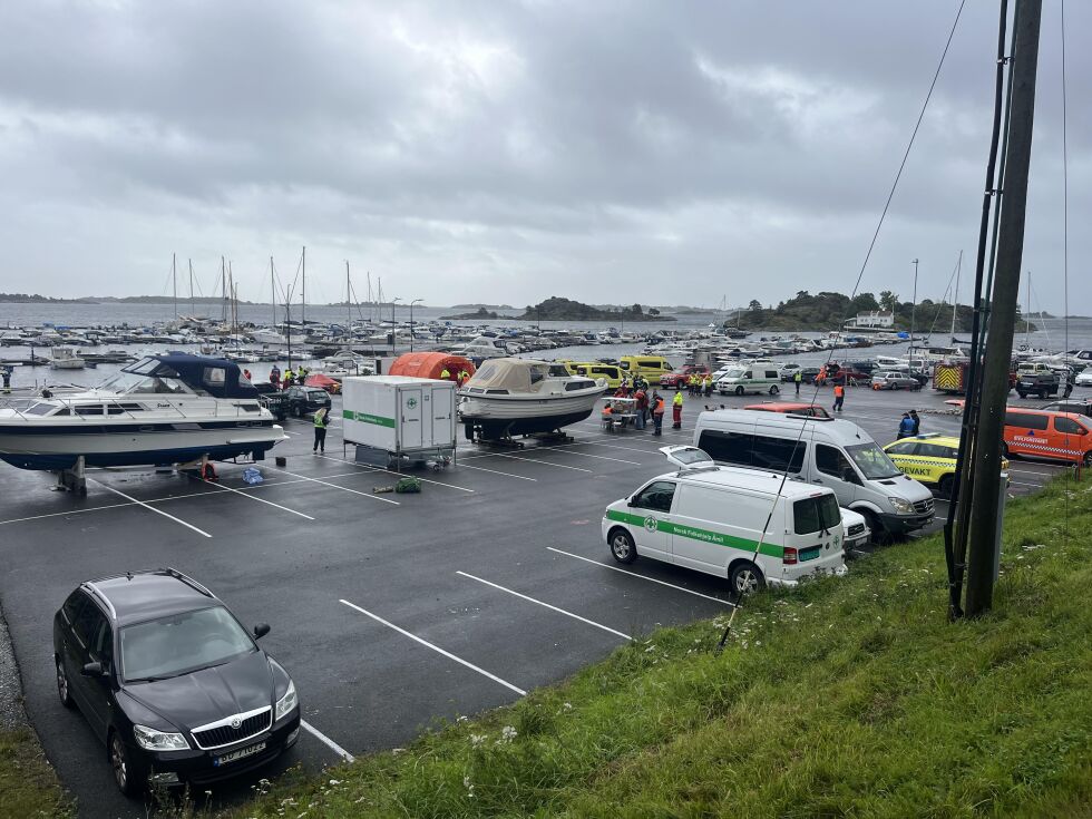 Holviga Båthavn i Grimstad etter båtkollisjonen utenfor Grimstad.
 Foto: Benedikte Lillestølen Beil