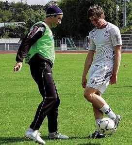 Jesper Mathisen på Start-trening sammen med lagspiller Bernt Hulsker.                                 ARKIVFOTO