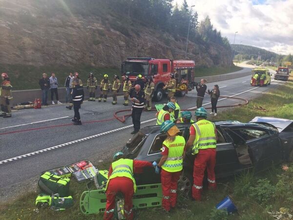 ØVELSE: Stor kollisjon på E18 ved Gjerstad