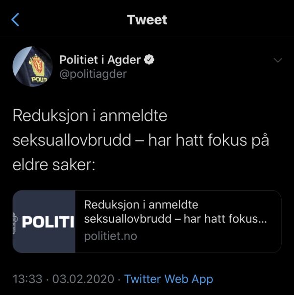Reduksjon av anmeldte overgrepssaker er ikke det samme som reduksjon av overgrep