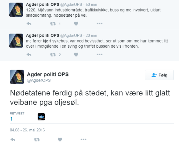 Trafikkulykke ved Mjåvann