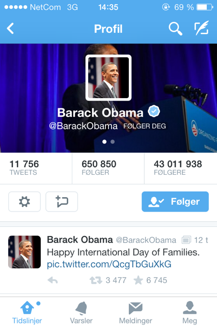 Følges av Obama