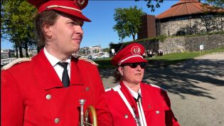 Marcus Nicolai Løvdal og Barbara Riefenstahl fra Kristiansand Janitsjar
 Foto: Sivert Stensrud
